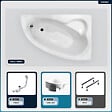 BESCO - Baignoire asymétrique - 150 x 100 cm - Droite - avec Habillage - Pieds - Vidage Chrome - NATALIA - vignette