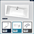 BESCO - Baignoire asymétrique - 170 x 110 cm - Droite - avec Tablier Blanc - Pieds - Vidage Chrome - INFINITY - vignette