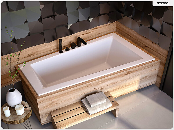 BESCO - Baignoire asymétrique - 160 x 90 cm - Droite - sans Habillage - avec Pieds - Vidage Chrome - INTIMA SLIM - large