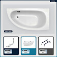 BESCO - Baignoire asymétrique - 150 x 70 cm - Droite - avec Tablier - Pieds - Vidage Chrome - MILENA - vignette