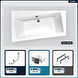 BESCO - Baignoire asymétrique - 170 x 110 cm - Gauche - avec Habillage - Pieds - Vidage Chrome - INFINITY - vignette