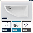 BESCO - Baignoire asymétrique - 150 x 70 cm - Droite - avec Habillage - Pieds - Vidage Chrome - PRAKTIKA - vignette