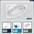BESCO - Baignoire asymétrique - 150 x 100 cm - Gauche - avec Habillage - Pieds - Poignées - Repose-tête - Vidage Chrome - NATALIA PREMIUM - vignette