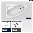 BESCO - Baignoire asymétrique - 150 x 100 cm - Gauche - sans Habillage - avec Pieds - Poignées - Repose-tête - Vidage Chrome - NATALIA PREMIUM - vignette