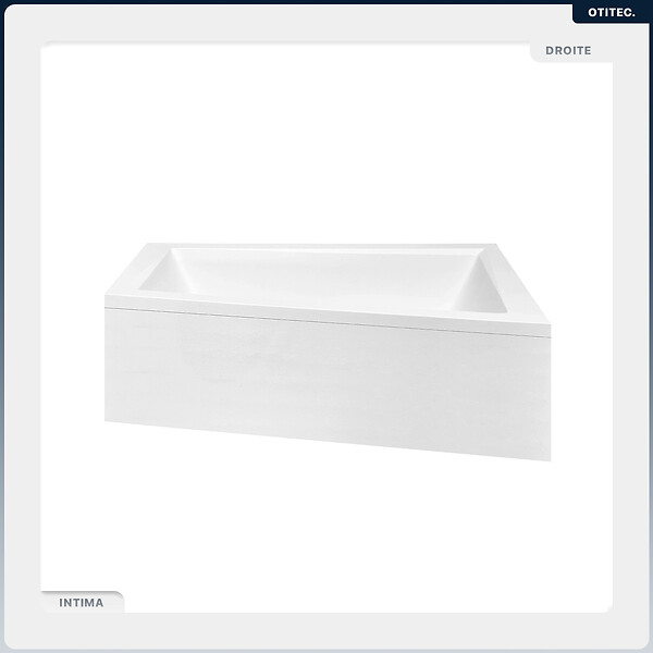 BESCO - Baignoire asymétrique - 150 x 85 cm - Droite - avec Habillage - Pieds - Vidage Chrome - INTIMA - large