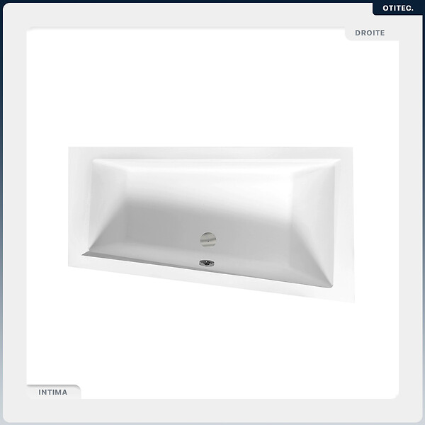 BESCO - Baignoire asymétrique - 150 x 85 cm - Droite - avec Habillage - Pieds - Vidage Chrome - INTIMA - large