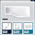 BESCO - Baignoire asymétrique - 150 x 75 cm - Droite - avec Tablier - Pieds - Pare Baignoire 3 Volets - Vidage Chrome - INTEGRA - vignette