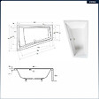 BESCO - Baignoire asymétrique - 170 x 125 cm - Gauche - sans Habillage - avec Pieds - Vidage Chrome - INTIMA DUO - vignette