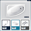 BESCO - Baignoire asymétrique - 150 x 100 cm - Gauche - avec Tablier Blanc - Pieds - Vidage Chrome - CORNEA - vignette
