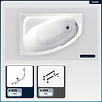 BESCO - Baignoire asymétrique - 150 x 100 cm - Gauche - sans Habillage - avec Pieds - Vidage Chrome - CORNEA - vignette