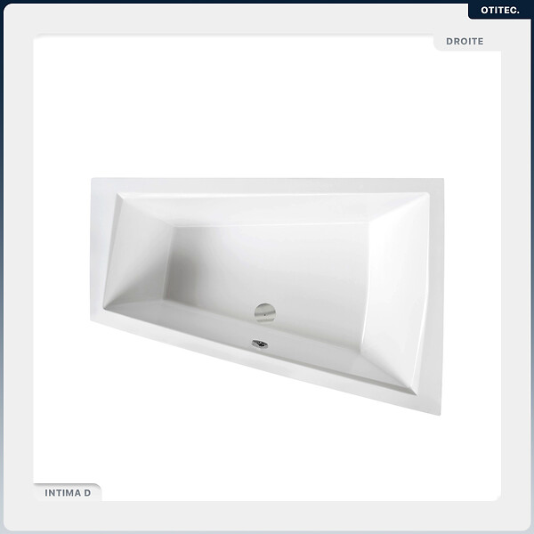 BESCO - Baignoire asymétrique - 170 x 125 cm - Droite - sans Habillage - avec Pieds - 2 Repose-têtes - Vidage Chrome - INTIMA DUO - large