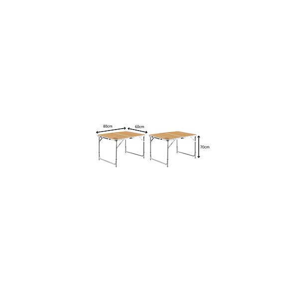 O'CAMP - Lot de 2 tables de camping pliables 4 places - Forme valise - 80 x 60 x 70 cm - large