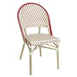 OVIALA - Chaise de terrasse bistrot parisien en aluminium et rotin rouge - Marais - vignette