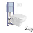 DURAVIT - Pack WC suspendu D-code + bati support + plaque + tabouret physiologique blanc - vignette