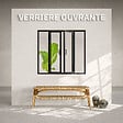 MON MARCHE DECO - Verrière Ouvrante en Acier 4 Carreaux - Noir - vignette