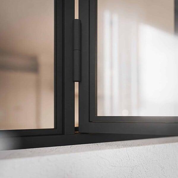 MON MARCHE DECO - Verrière Ouvrante en Acier 3 Carreaux - Noir - large