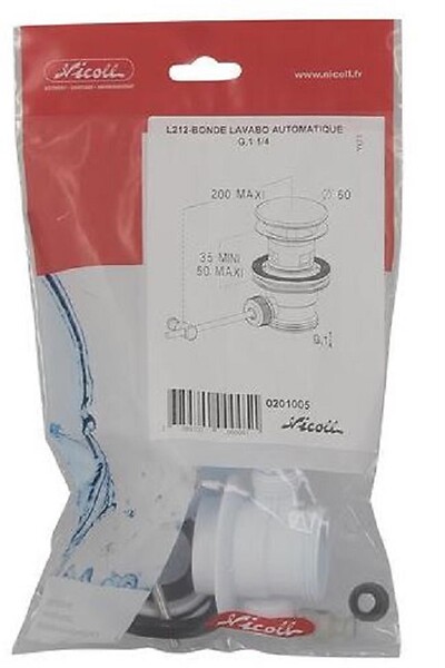 NICOLL - Vidage de lavabo L212 - Filetage 33 x 42 mm- réf : 0201005 - NICOLL - large