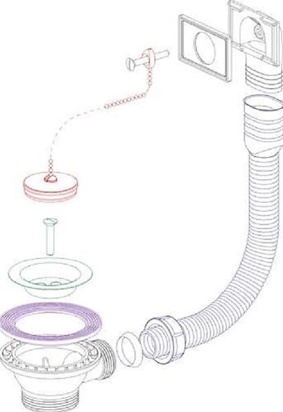 NICOLL - Bonde à bouchon sans trop plein pour évier inox - Pour perçage diamètre 50 mm - large