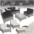 TECTAKE - Salon en rotin avec structure en aluminium, housses incluses en 2 couleurs gris clair - vignette