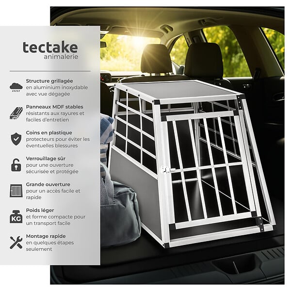 TECTAKE - Cage de transport pour chien simple dos droit noir - large
