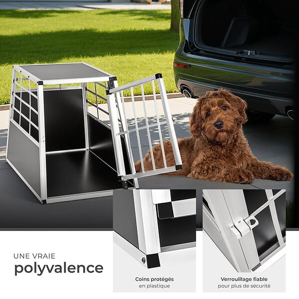 TECTAKE - Cage de transport pour chien simple dos droit noir - large