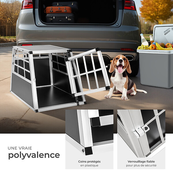 TECTAKE - Cage de transport pour chien simple dos droit noir - large