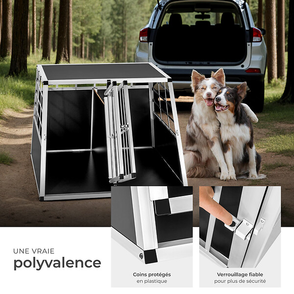 TECTAKE - Cage de transport pour chien double dos droit noir - large