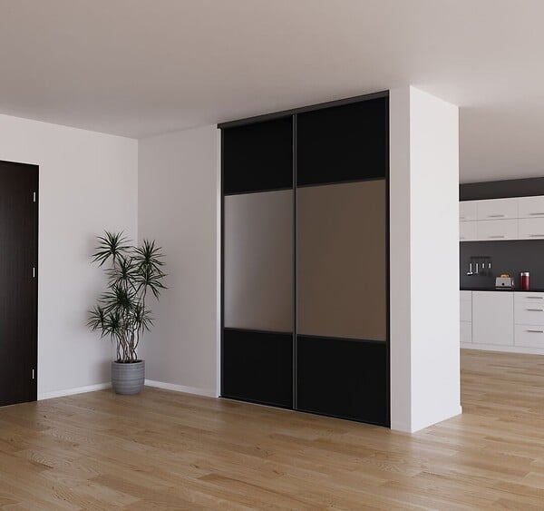 YNGENIO - Porte de placard coulissante miroir noir - H.248.5xL.62.2cm - large