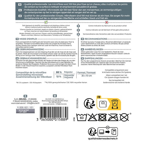 STARWAX - Microfibre kit balai mains sèches clic système X1 - large