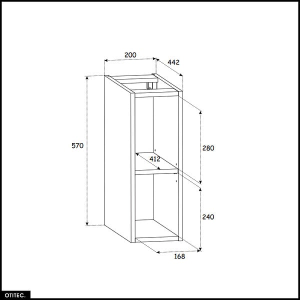 OTITEC - Cube de rangement - 20 x 57 cm - Noir - WOTANIA - large