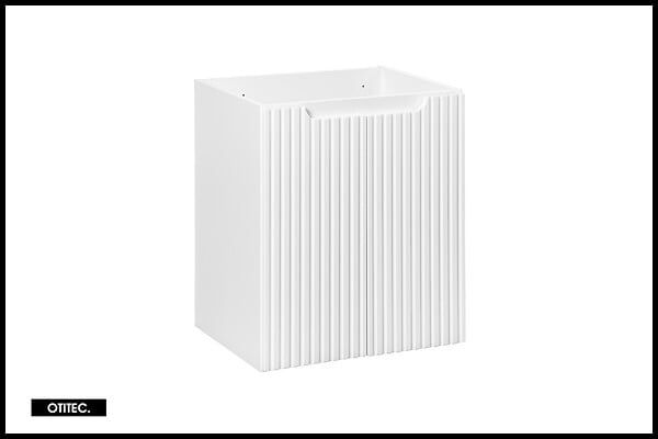 OTITEC - Meuble sous vasque de 50 cm - avec plan - Blanc - 2 portes - VOLTA WHITE - large