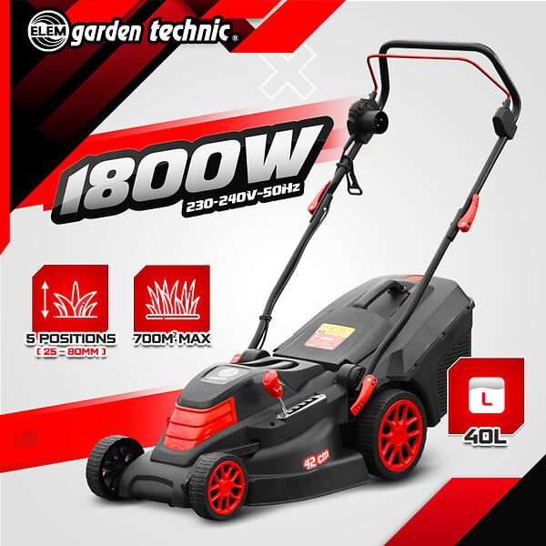 ELEM GARDEN TECHNIC - Tondeuse à  gazon électrique 1800W - 42CM - large
