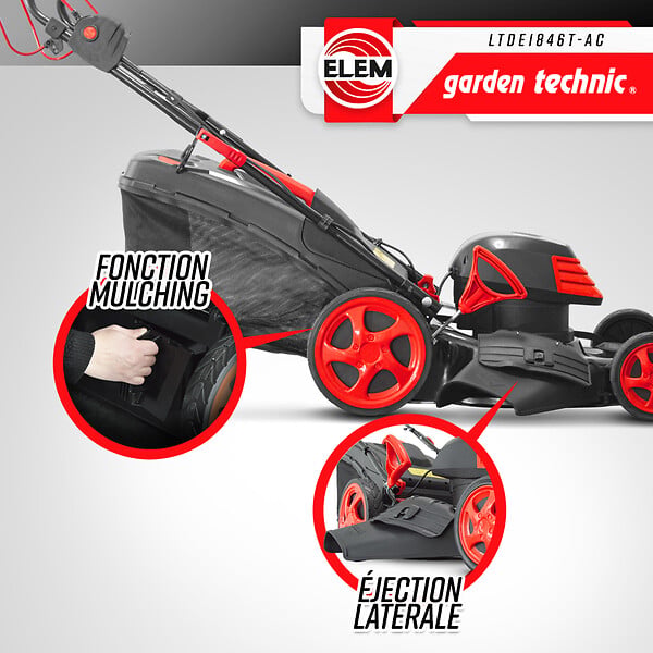 ELEM GARDEN TECHNIC - Tondeuse à  gazon électrique tractée 1800W - 46CM avec carter en acier - large