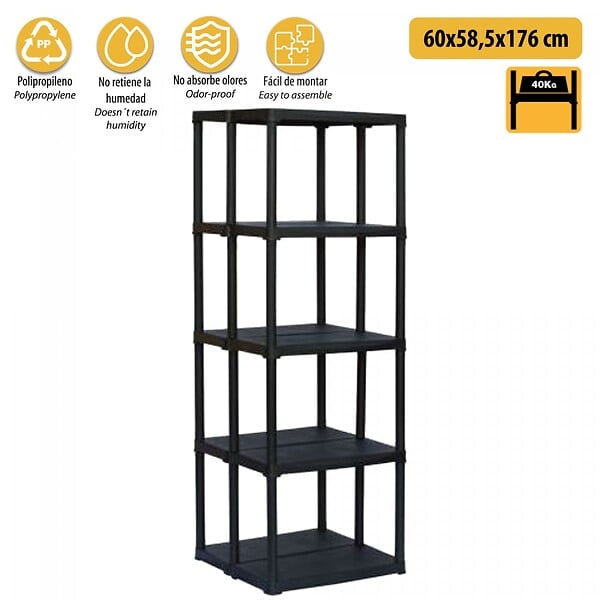 ARTPLAST - Etagère de Rangement 5 Niveaux Charge Max 200 kg Polypropylène Résistant - Garage Atelier Intérieur Extérieur Art Plast - large