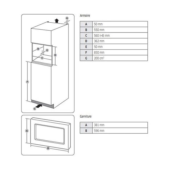 SAMSUNG - micro-ondes solo encastrable 20l 850w inox - ms20a7013at - large