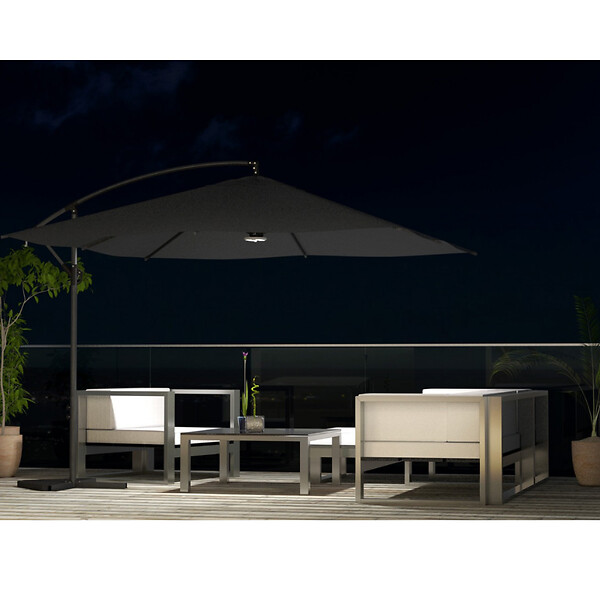 CONCEPT USINE - Parasol gris déporté carré 3 x 3 m led SOLENZARA $ - large