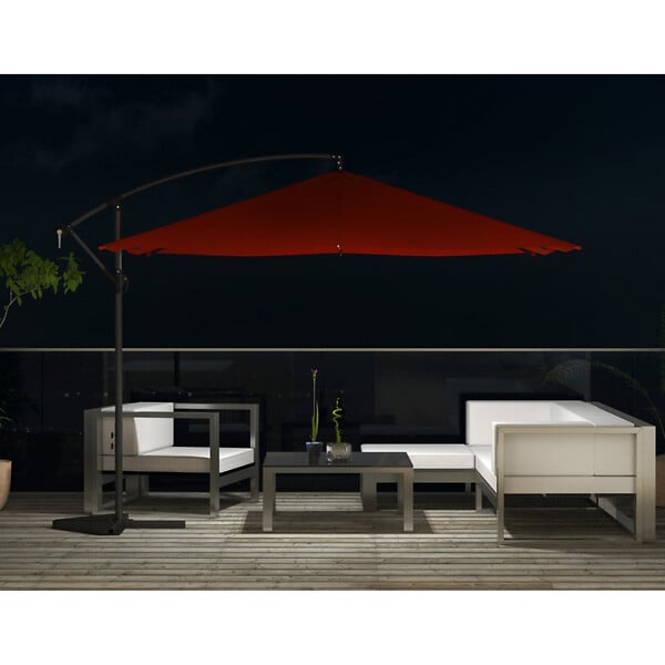 CONCEPT USINE - Parasol  terracotta déporté carré 3 x 3 m led SOLENZARA - large