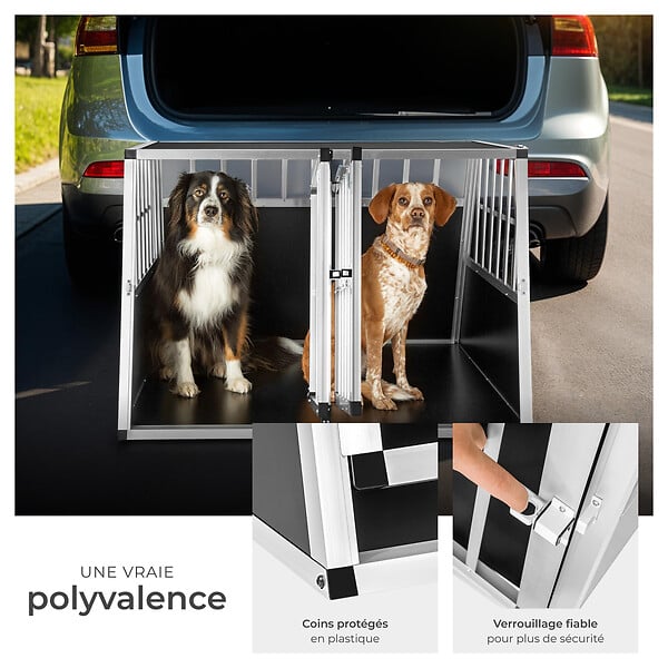 TECTAKE - Cage de transport pour chien double dos incliné noir - large