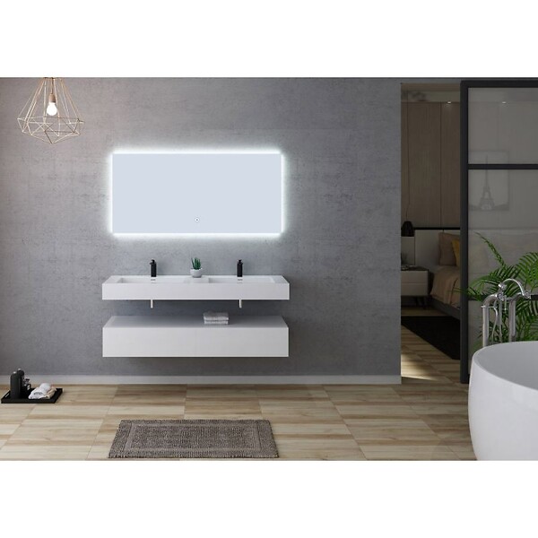 DISTRIBAIN - Meuble de salle de bain AVELLINO-1400 Blanc (sans miroir) - large