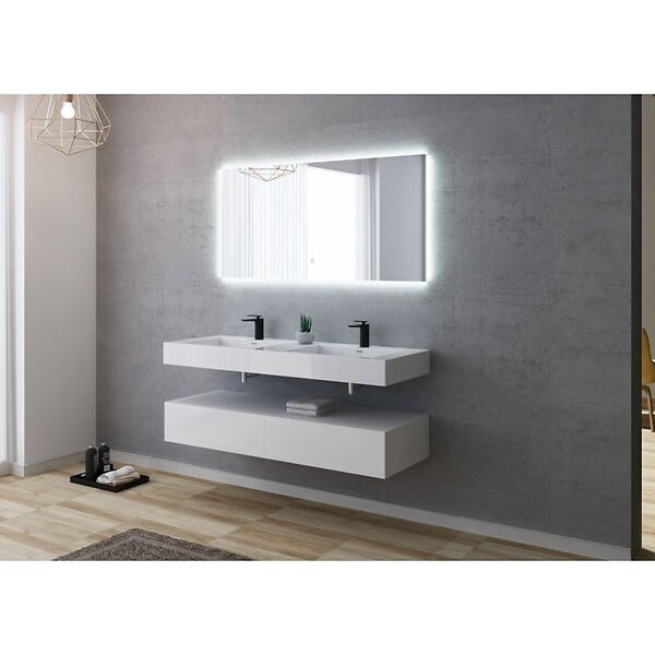 DISTRIBAIN - Meuble de salle de bain AVELLINO-1400 Blanc (sans miroir) - large