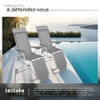 TECTAKE - 2 chaises de jardin pliantes en aluminium avec appui-tête et repose-pieds gris - vignette