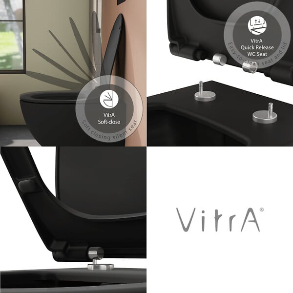 VITRA - WC suspendus SENTO PACK - Noir Mat- réf : 7748B083-6156 - large
