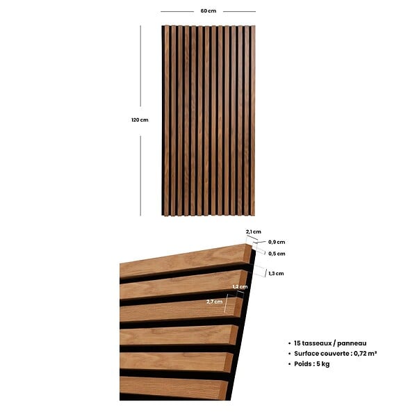 ATMOSPHERA - Panneau décoratif mural en Bois foncé 120 x 60 cm - large