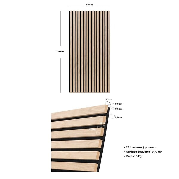 ATMOSPHERA - Panneau décoratif mural en Bois clair 120 x 60 cm - large