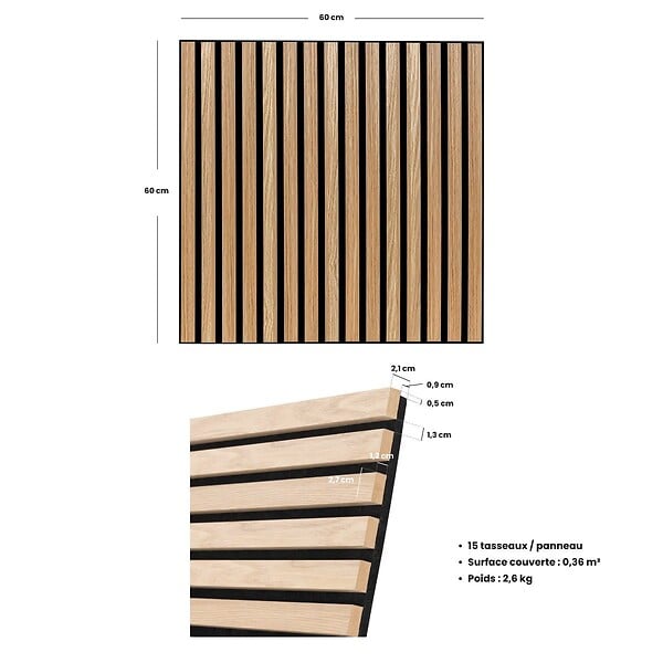 ATMOSPHERA - Panneau décoratif mural en Bois clair 60 x 60 cm - large