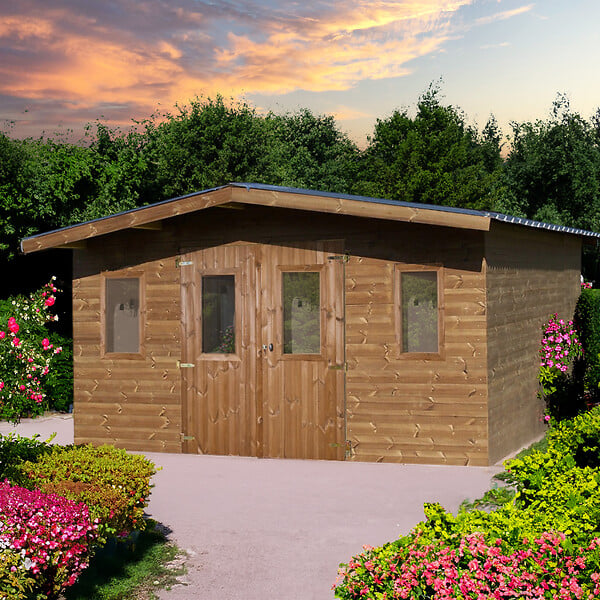 HABRITA - Abri de jardin bois THT - Bois naturel - L.400xl.400cm - large