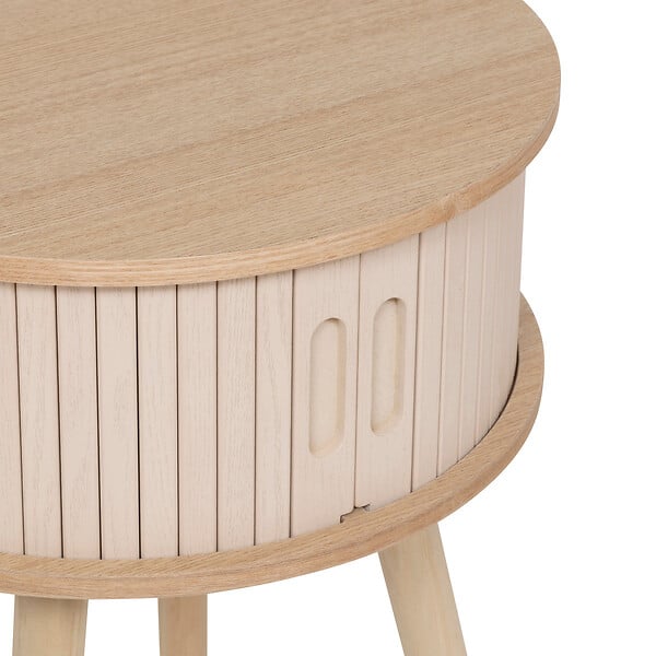 ATMOSPHERA - Table d'appoint Table de chevet 2 portes effet lattes Beige crème  H 54 cm - large