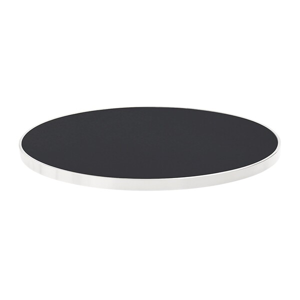 OVIALA - Table à manger ronde 60 cm inclinable noir/argent et pied noir - Montmartre - large