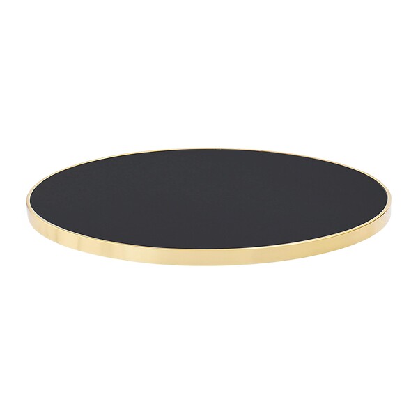 OVIALA - Table à mange ronde 60 cm inclinable noir/doré et pied noir - Montmartre - large