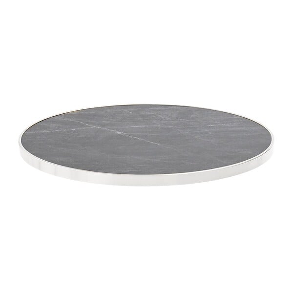 OVIALA - Table à manger ronde 60 cm inclinable marbre noir /argent et pied noir - Montmartre - large
